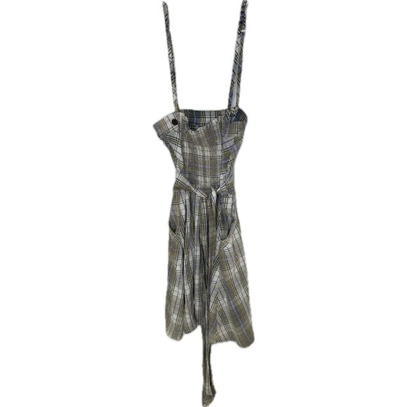 Free People Boho Plaid Dress with Spaghetti Straps & Waist Tie Cottagecore 4 S - Picture 4 of 7